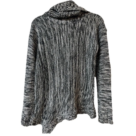 Turtle Neck chunky knit Sweater Marled black cable knit turtleneck Size L - Picture 4 of 5
